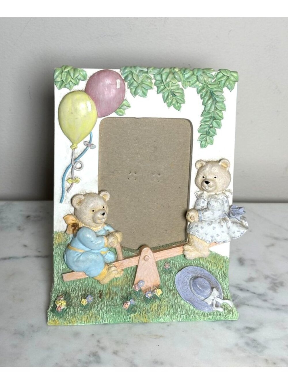 Vintage Teddy Bear Picture Frame 3x4 Photo | Resin Nursery Frame | Baby Picture